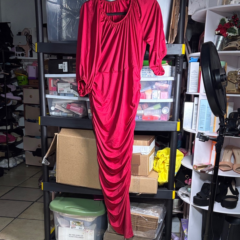 Chic Long Sleeve Red Dress